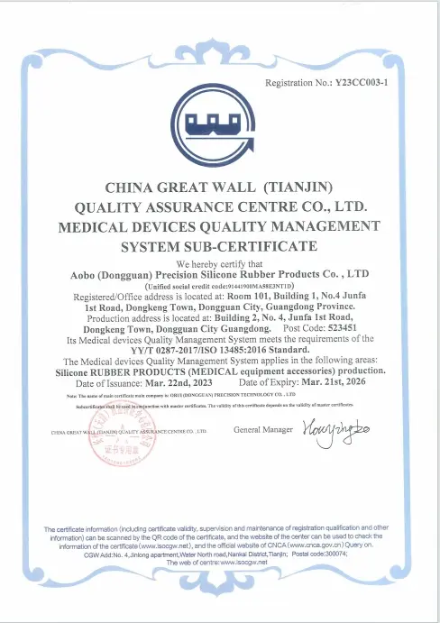 RoHS, REACH and ISO 10993 medical-grade compliance certificates for silicone cable products